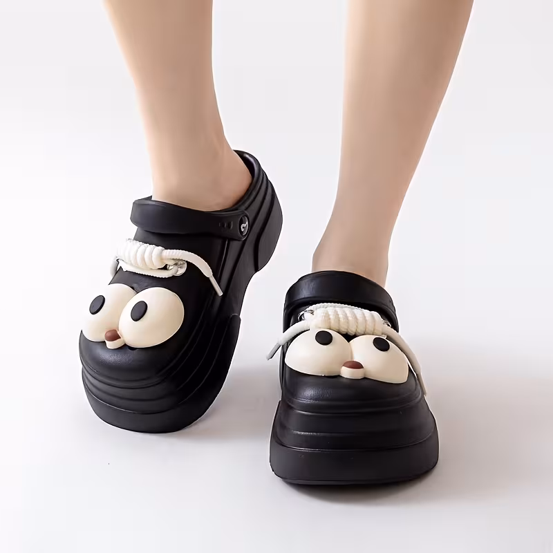 Damen Winter Hausschuhe - Niedliche Goofy Augen Pantoletten